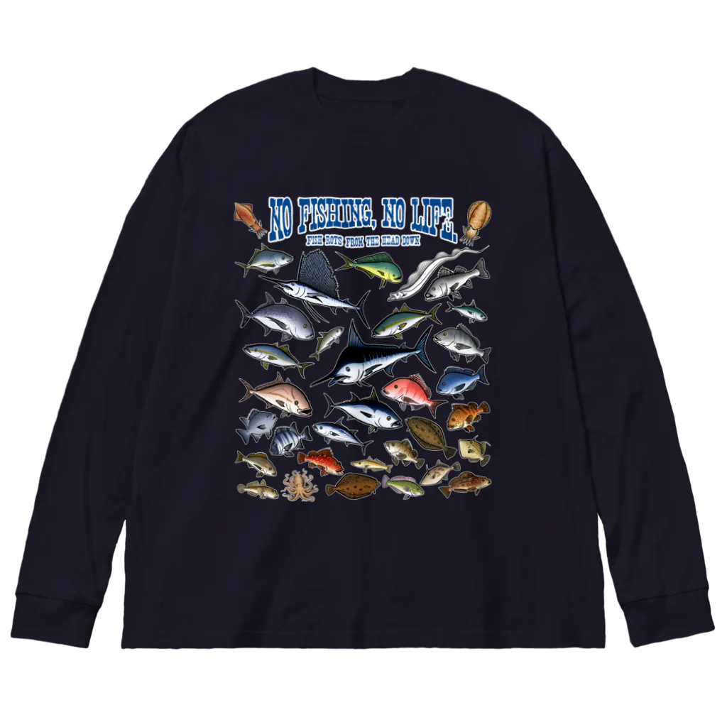 猫と釣り人のSaltwater fish_3CW Big Long Sleeve T-Shirt