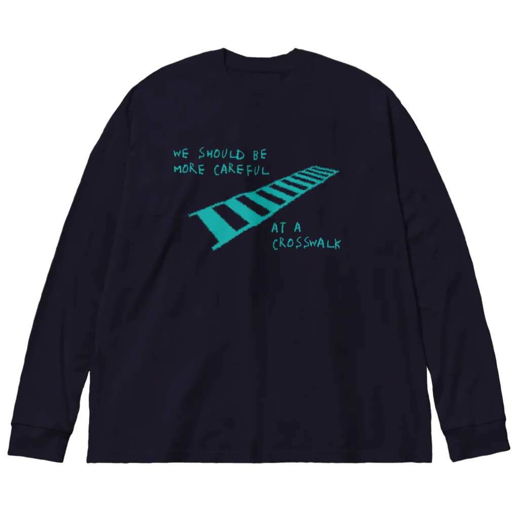 PiZakkuの横断歩道は気をつけよう　水色 Big Long Sleeve T-Shirt