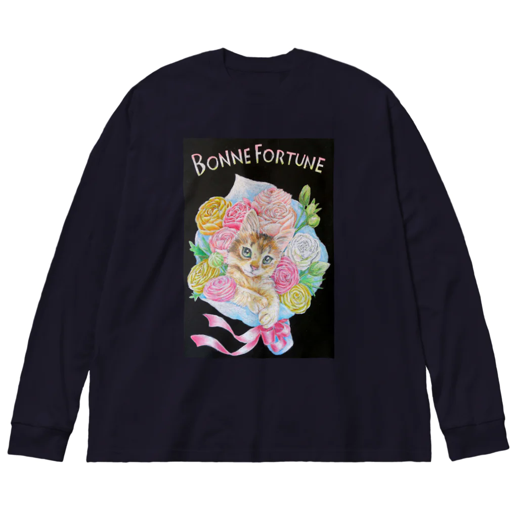 Ａｔｅｌｉｅｒ　Ｈｅｕｒｅｕｘのしあわせのねこの花束 Big Long Sleeve T-Shirt