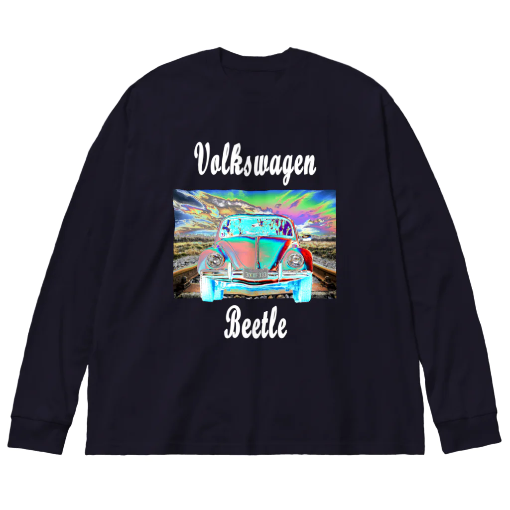 PALA's SHOP　cool、シュール、古風、和風、のVolkswagen Beetle ビッグシルエットロングスリーブTシャツ