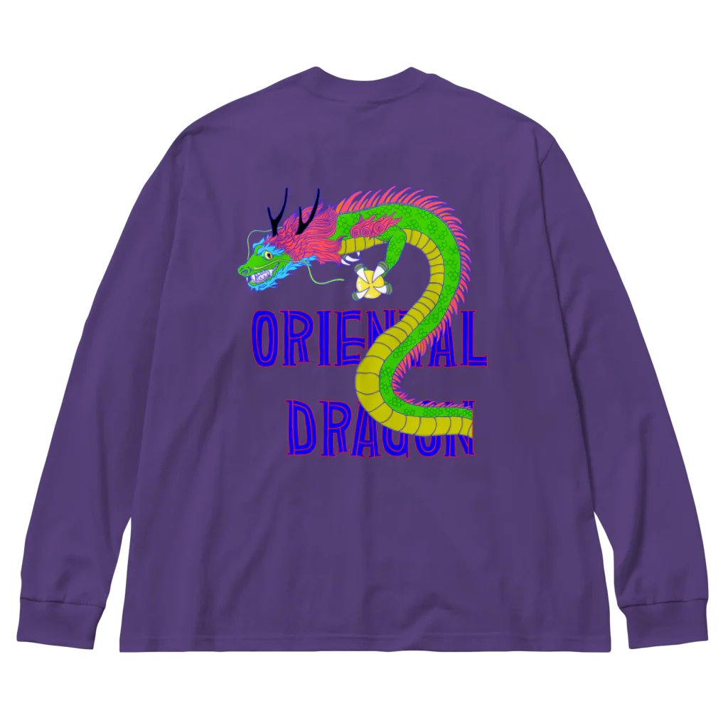 LalaHangeulのORIENTAL DRAGON（龍）英字 バックプリント ビッグシルエットロングスリーブTシャツ