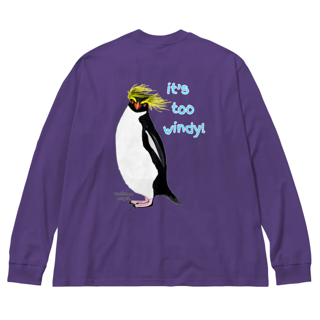 LalaHangeulのRockhopper penguin　(イワトビペンギン)　バックプリント ビッグシルエットロングスリーブTシャツ