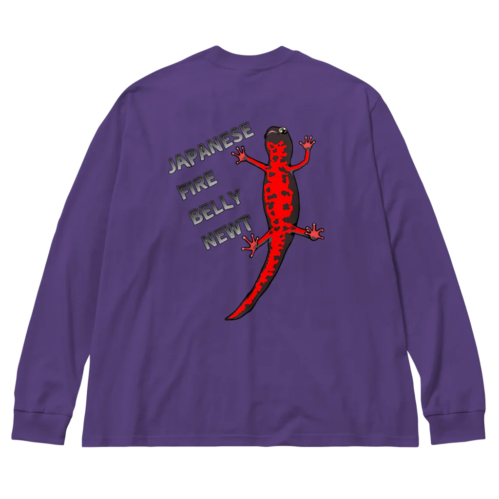 LalaHangeulのJAPANESE FIRE BELLY NEWT (アカハライモリ)　　バックプリント Big Long Sleeve T-Shirt