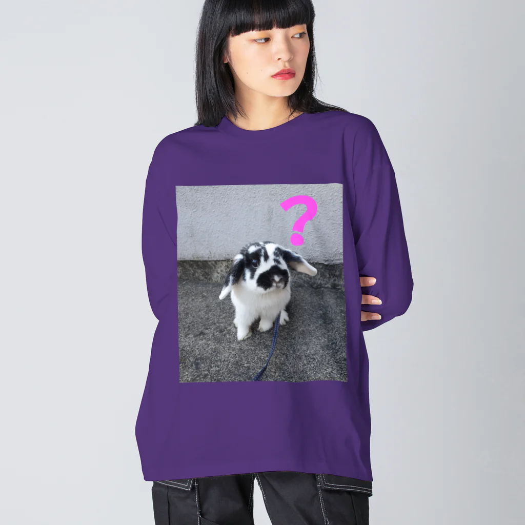 ゴジラショップのうし柄うさぎのハテナシリーズ Big Long Sleeve T-Shirt