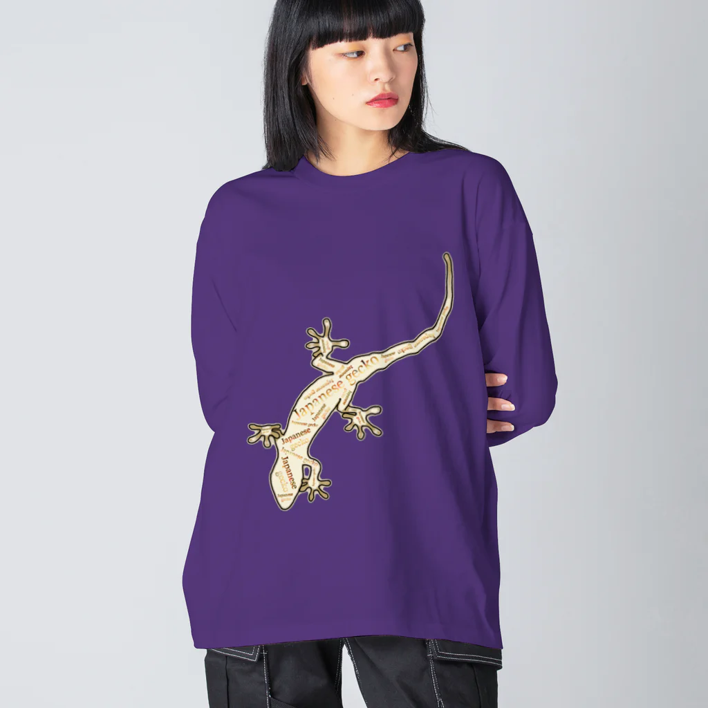 LalaHangeulのJapanese gecko(ニホンヤモリ)　英語デザイン Big Long Sleeve T-Shirt