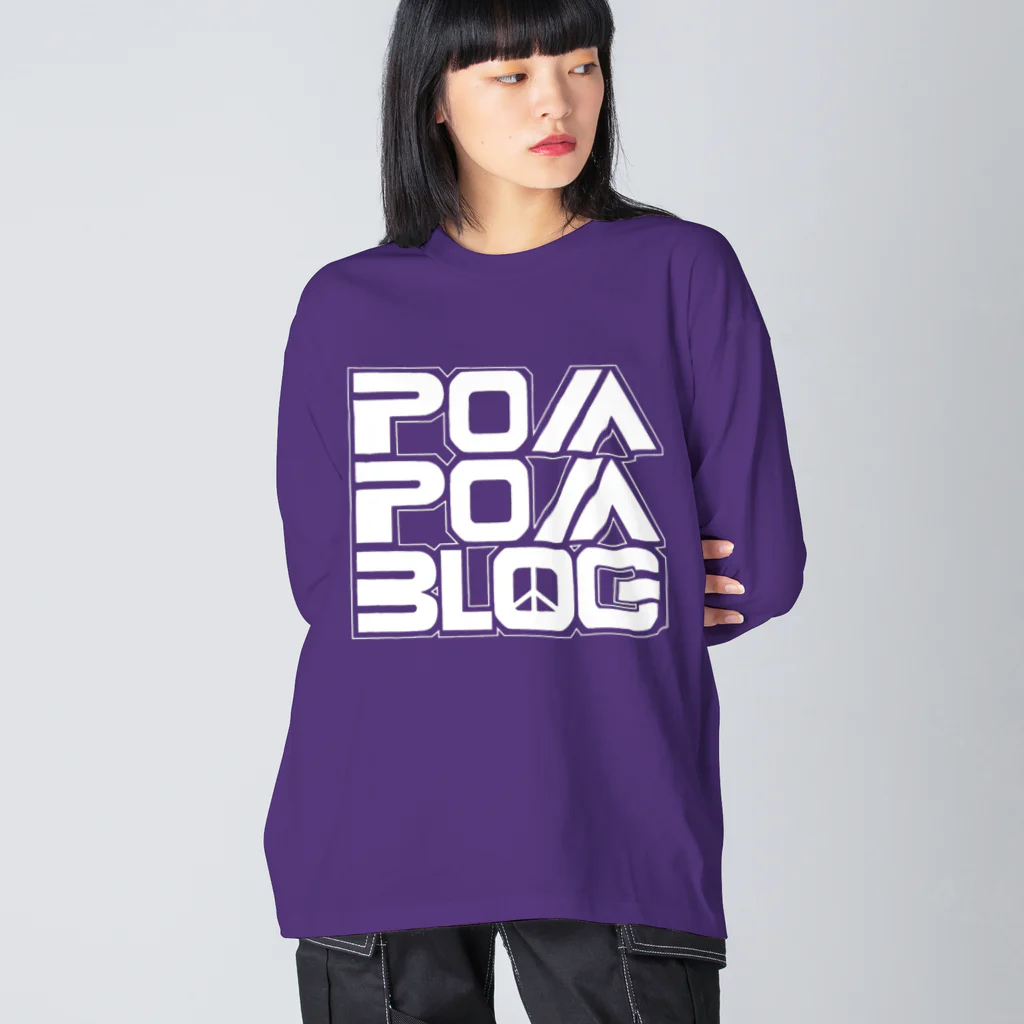 mf@PomPomBlogのPom City Four Logo（white） Big Long Sleeve T-Shirt