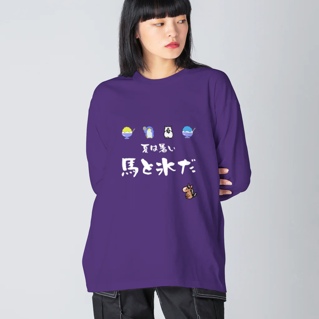 はずれ馬券屋の馬イラスト571　馬と氷だ　白 Big Long Sleeve T-Shirt