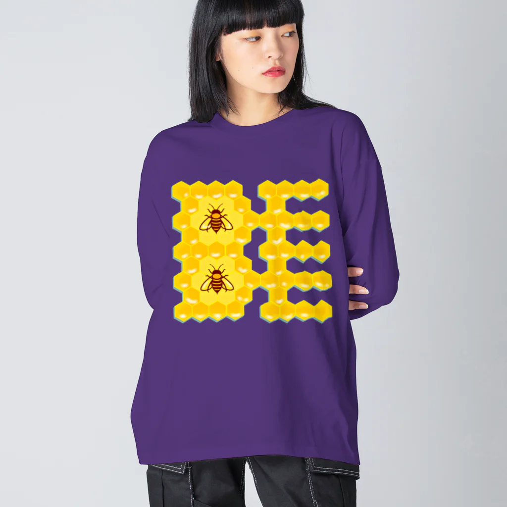 LalaHangeulのハニカム構造(BEE） ビッグシルエットロングスリーブTシャツ