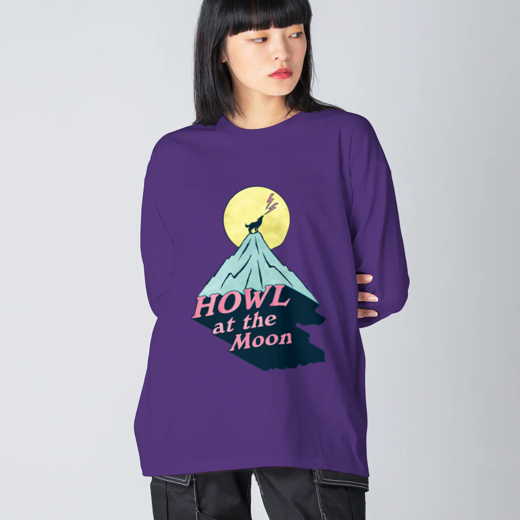 LONESOME TYPE ススの🌕月に吠える🐺（HOWL at the Moon） ビッグシルエットロングスリーブTシャツ