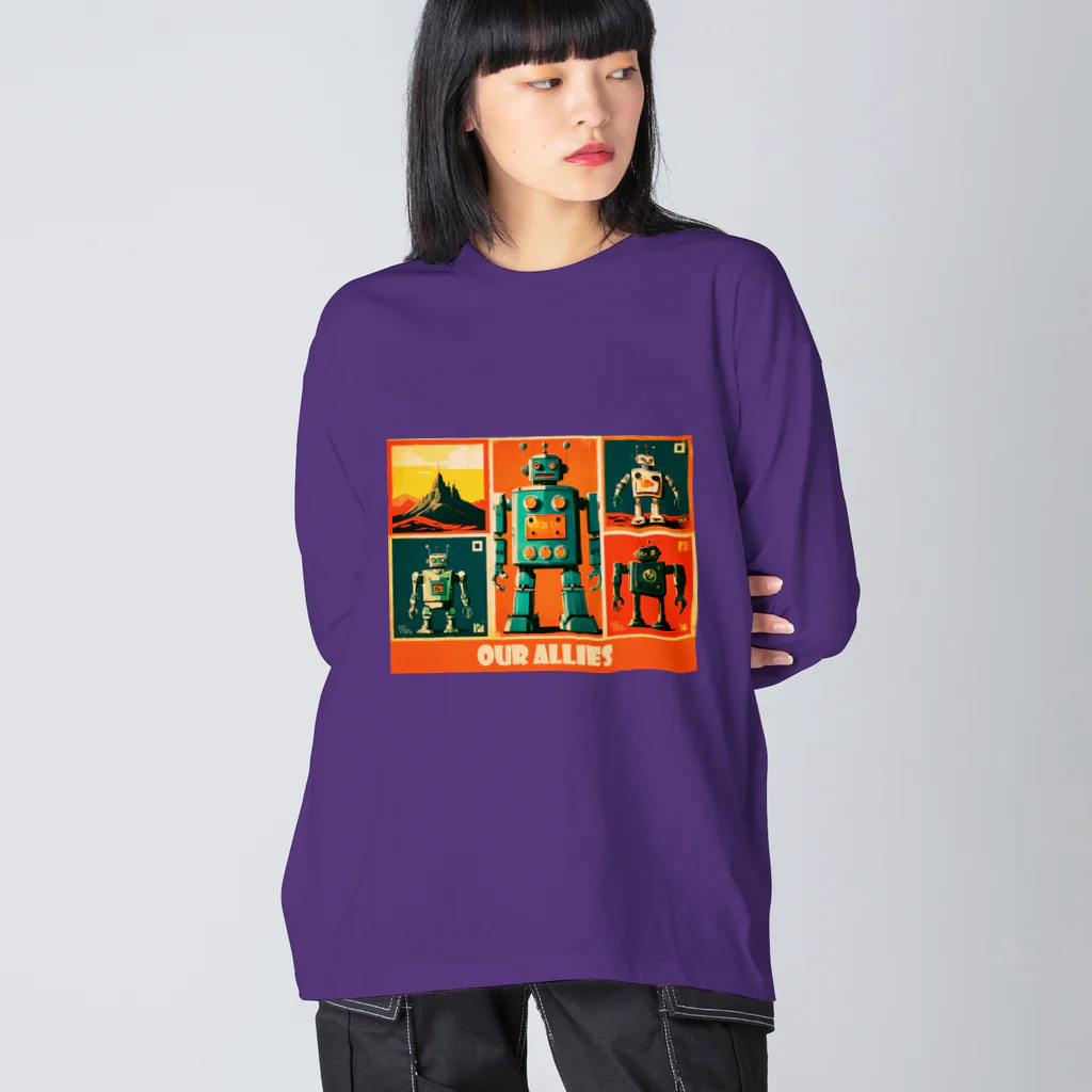 mirinconixの僕らの味方っぽい4機のレトロなロボットくん達 Big Long Sleeve T-Shirt