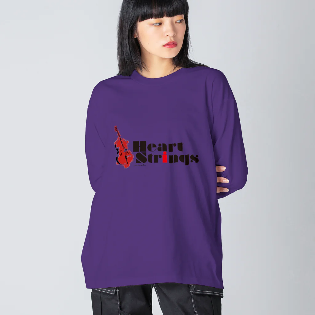 あおちゃん商会のHeart Strings (woodbass) Red ビッグシルエットロングスリーブTシャツ