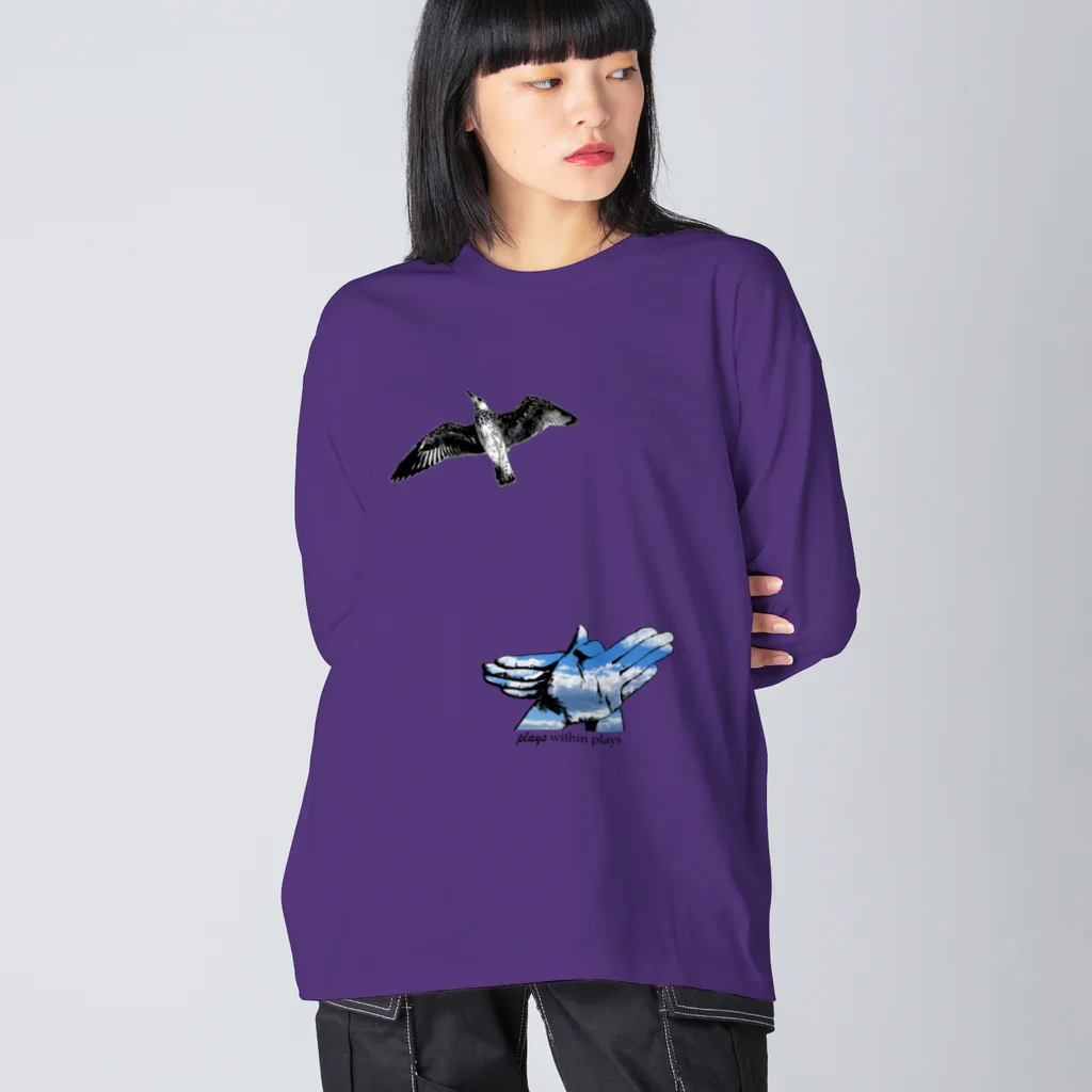 Plays_Within_PlaysのBird Shadow Big Long Sleeve T-Shirt