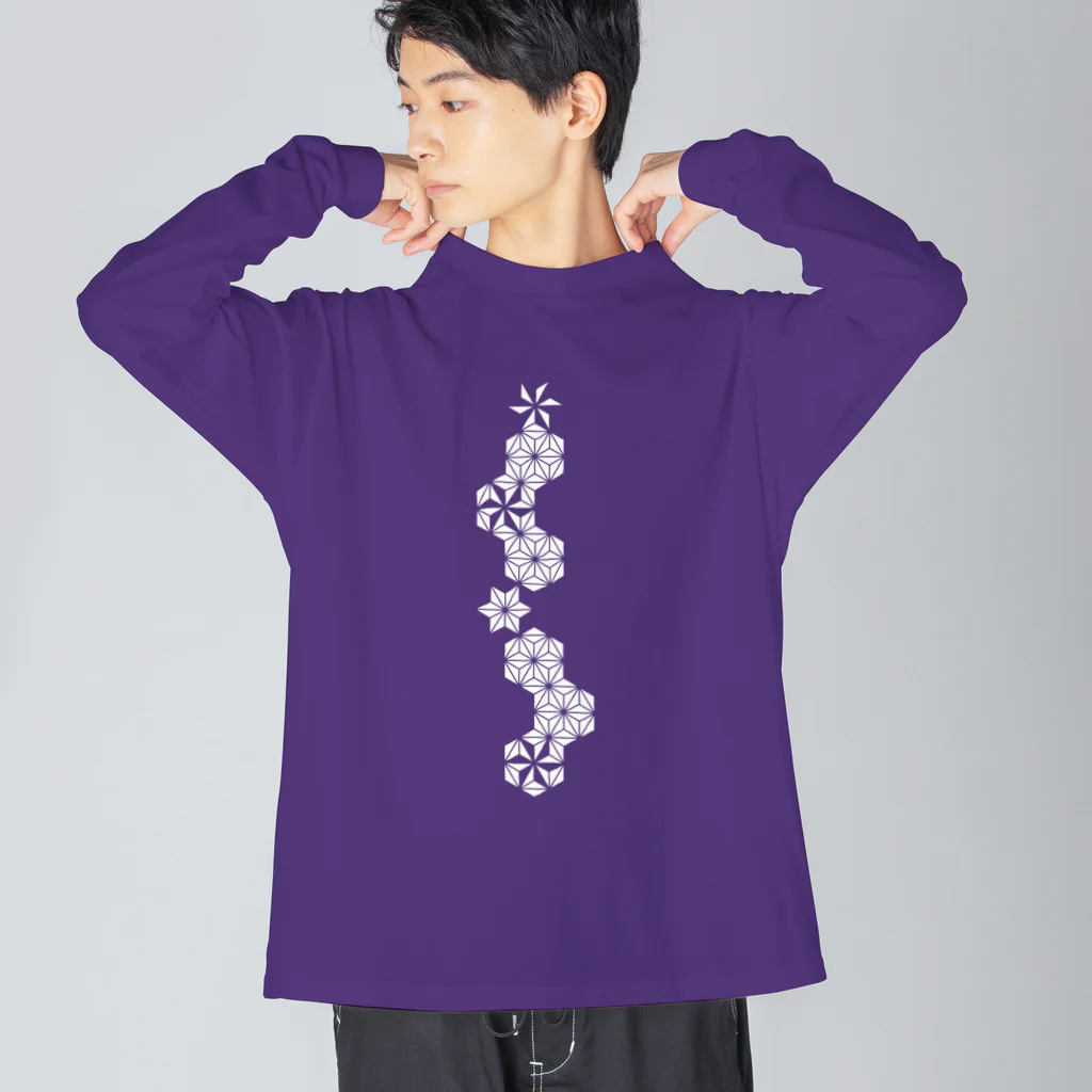 cuuyabowの麻の葉WHITE Big Long Sleeve T-Shirt