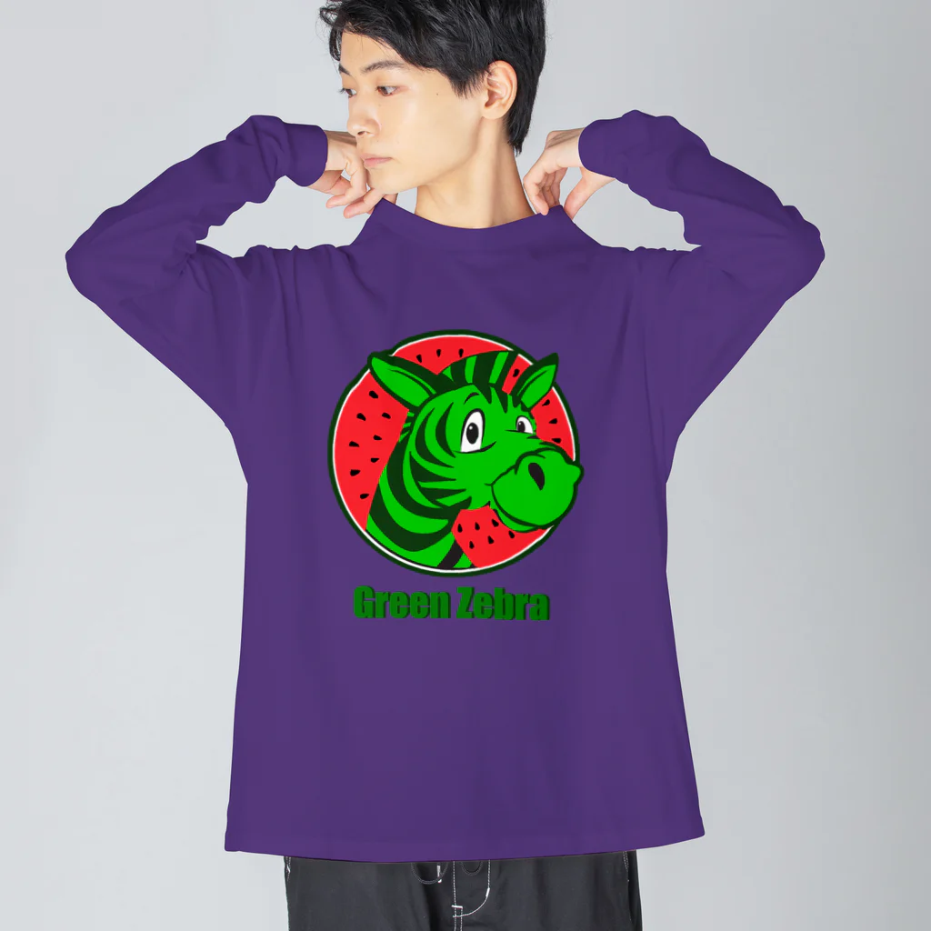 アインシュタインキャットのグリーンゼブラ Big Long Sleeve T-Shirt