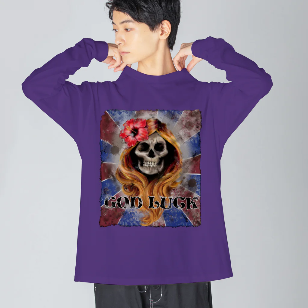 GOD LUCK💀to youのドクロ姫💀🌺 Big Long Sleeve T-Shirt