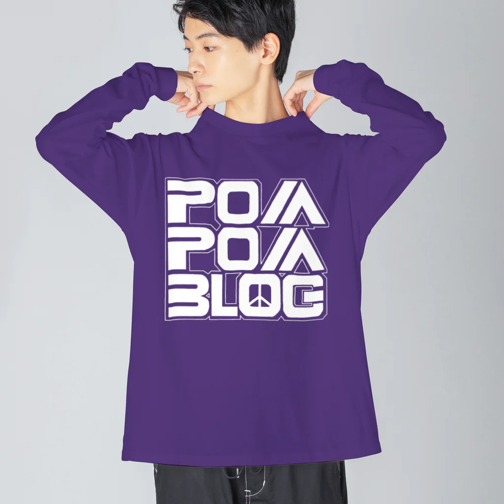 mf@PomPomBlogのPom City Four Logo（white） ビッグシルエットロングスリーブTシャツ