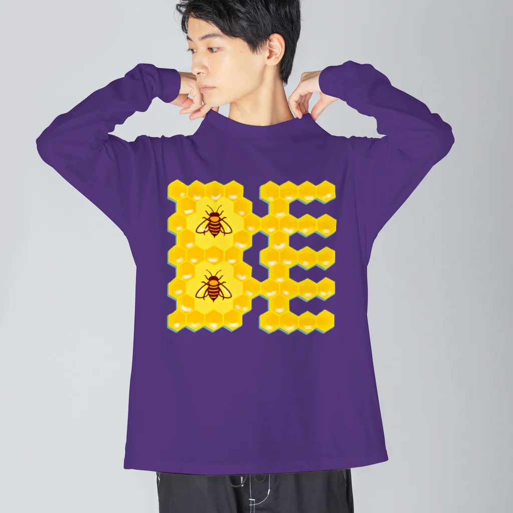 LalaHangeulのハニカム構造(BEE） ビッグシルエットロングスリーブTシャツ