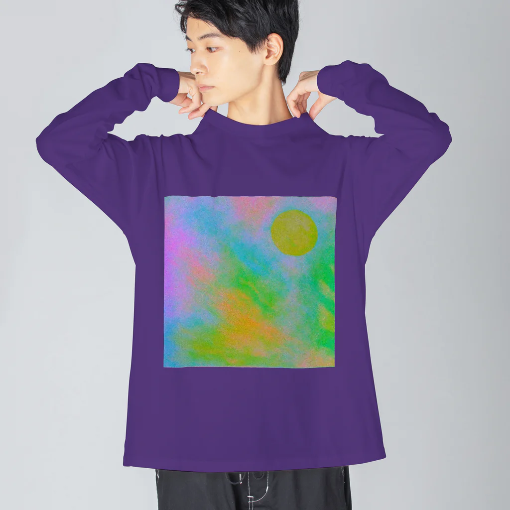 水草のサイケデリックな満月 Big Long Sleeve T-Shirt