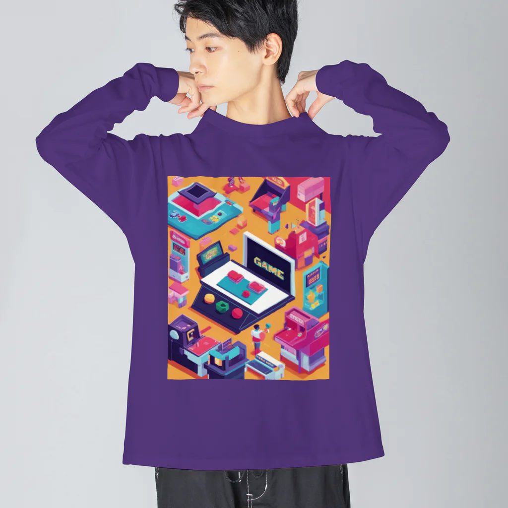 クジラデザインのアーケードゲーム Big Long Sleeve T-Shirt