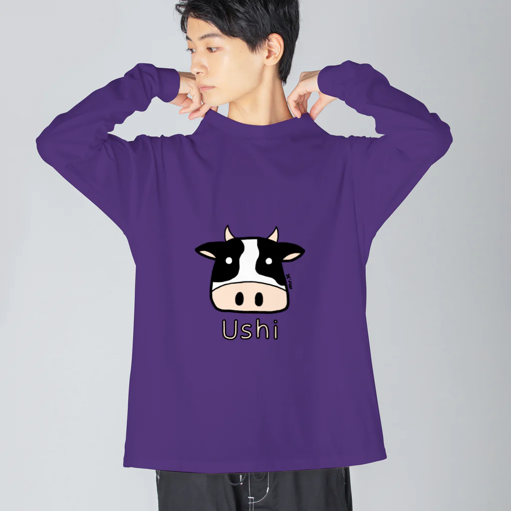 MrKShirtsのUshi (牛) 色デザイン ビッグシルエットロングスリーブTシャツ