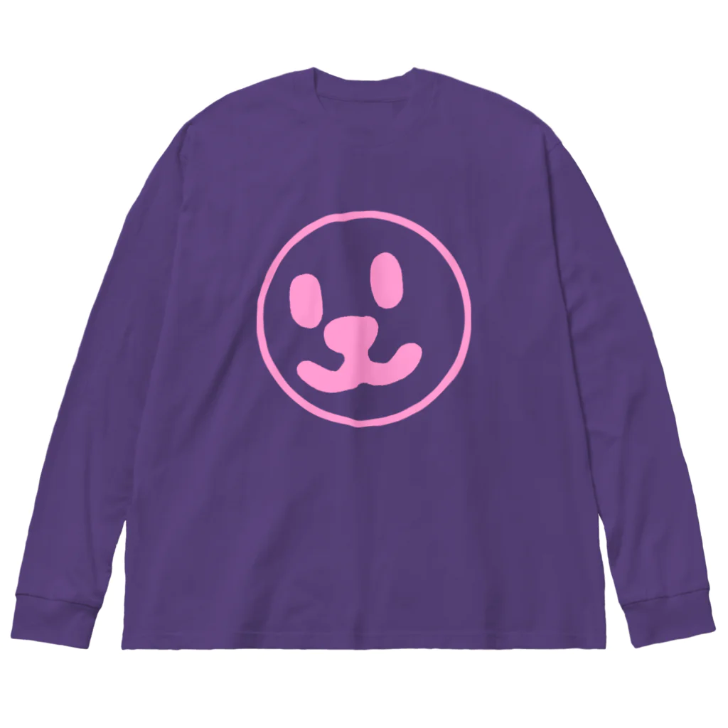 週刊少年ライジングサンズのSmile Face Pink Line Big Long Sleeve T-Shirt