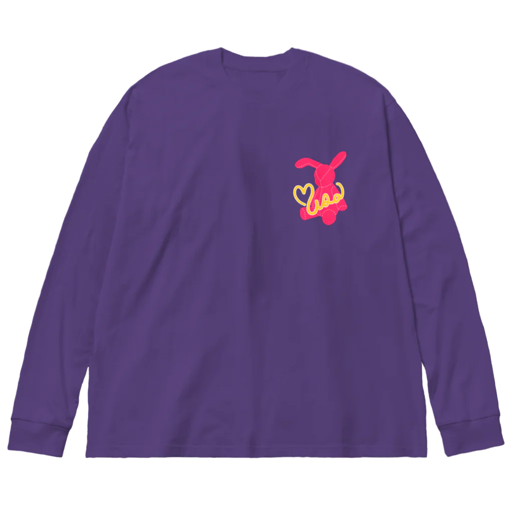 Rabbitflowerのネオンうさ（ピンク） ビッグシルエットロングスリーブTシャツ