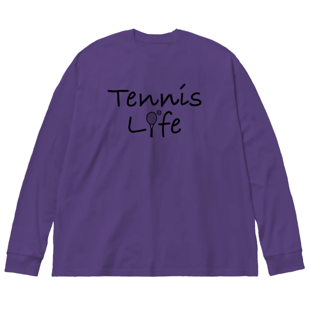 sports_tower スポーツタワーのテニス・TENNIS・ライフ・筆記文字・アイテム・デザイン・ラケット・ガット・イラスト・スポーツ・Tシャツ・サーブ・男子・女子・かっこいい・かわいい・選手・画像・ボール・王子・応援 ビッグシルエットロングスリーブTシャツ