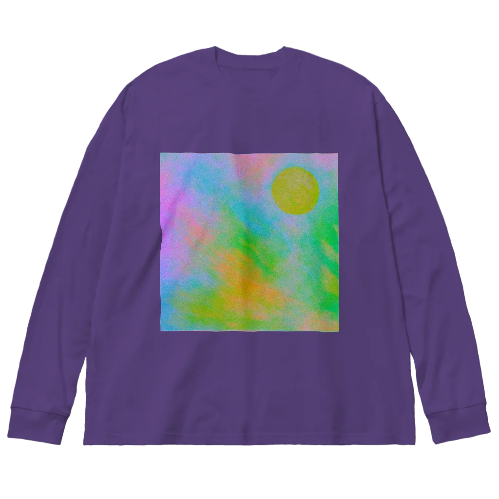 水草のサイケデリックな満月 Big Long Sleeve T-Shirt