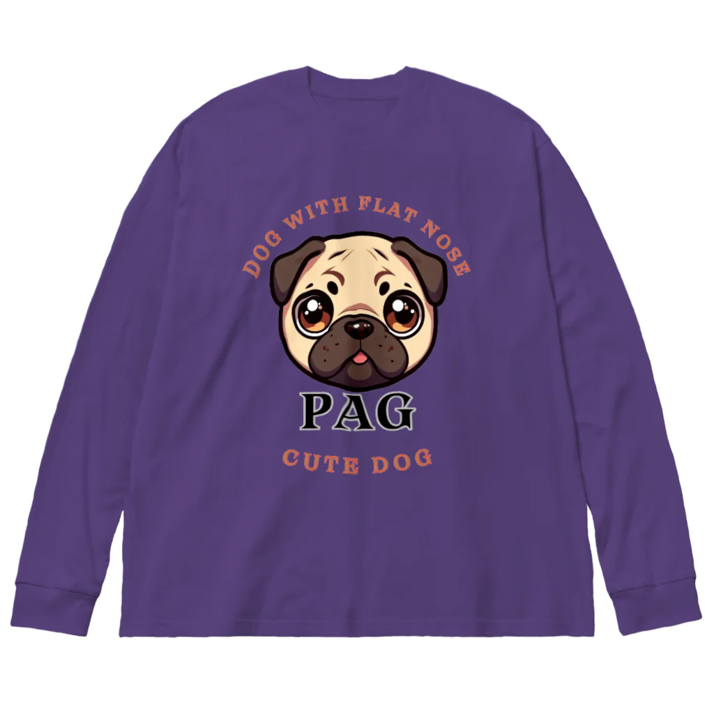 furebuhi　clubのCUTE鼻ペチャDOG　PAG ビッグシルエットロングスリーブTシャツ