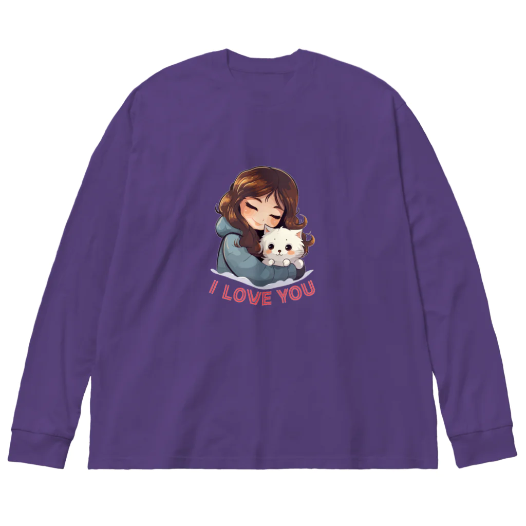 AwagoModeのI LOVE YOU(Cat&Girl) (35) ビッグシルエットロングスリーブTシャツ