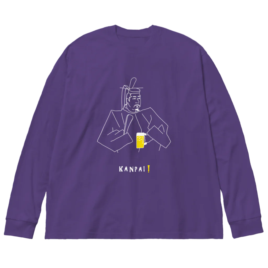 ビールとアート TM-3 Designの偉人 × BEER（源頼朝）白線画 Big Long Sleeve T-Shirt