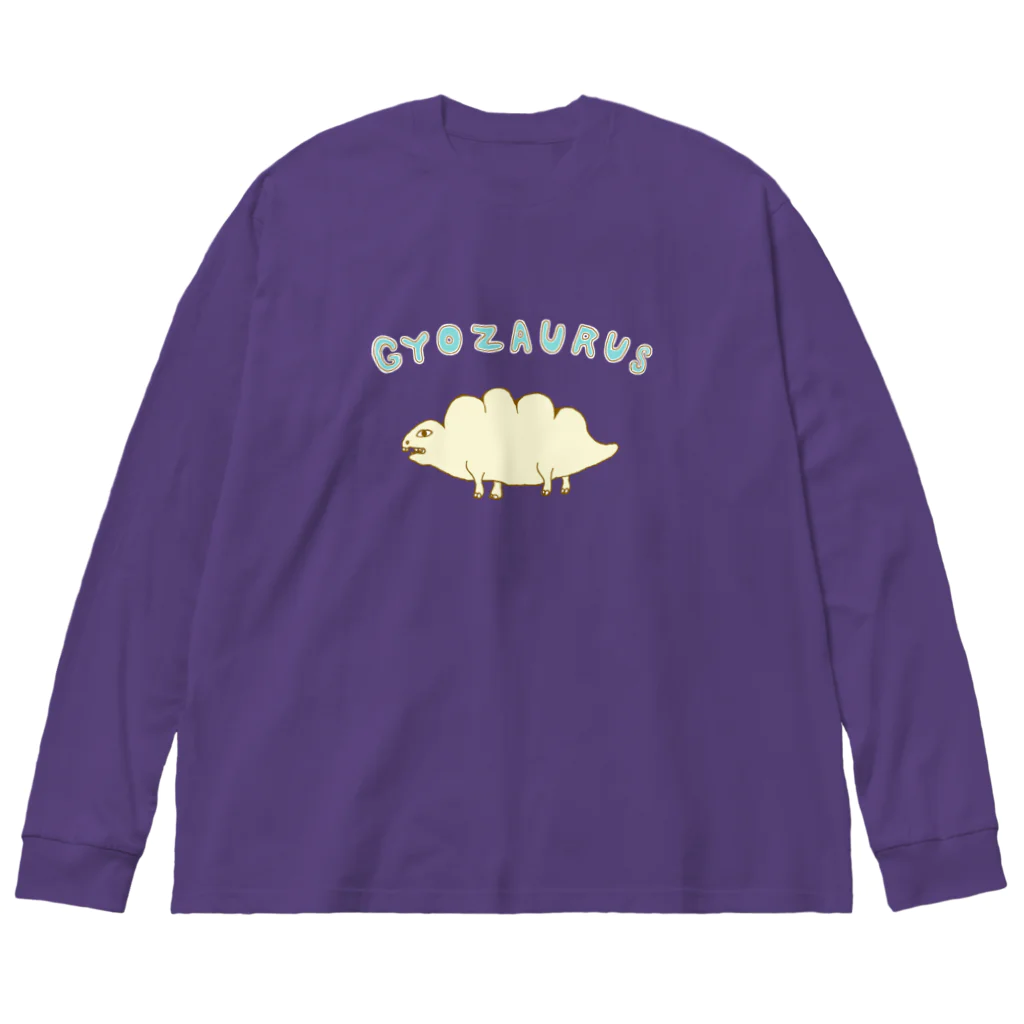 NIKORASU GOのダジャレデザイン「ギョウザウルス」 ビッグシルエットロングスリーブTシャツ