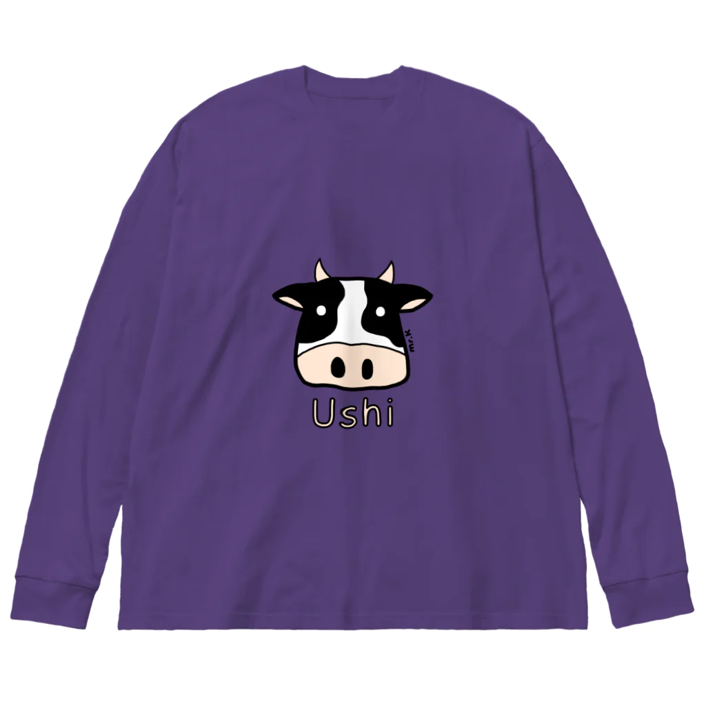MrKShirtsのUshi (牛) 色デザイン ビッグシルエットロングスリーブTシャツ