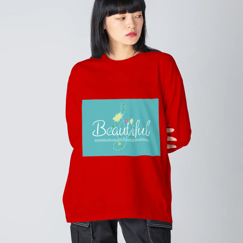 MSYのBEAUTIFUL FLOWER (ターコイズ) ビッグシルエットロングスリーブTシャツ