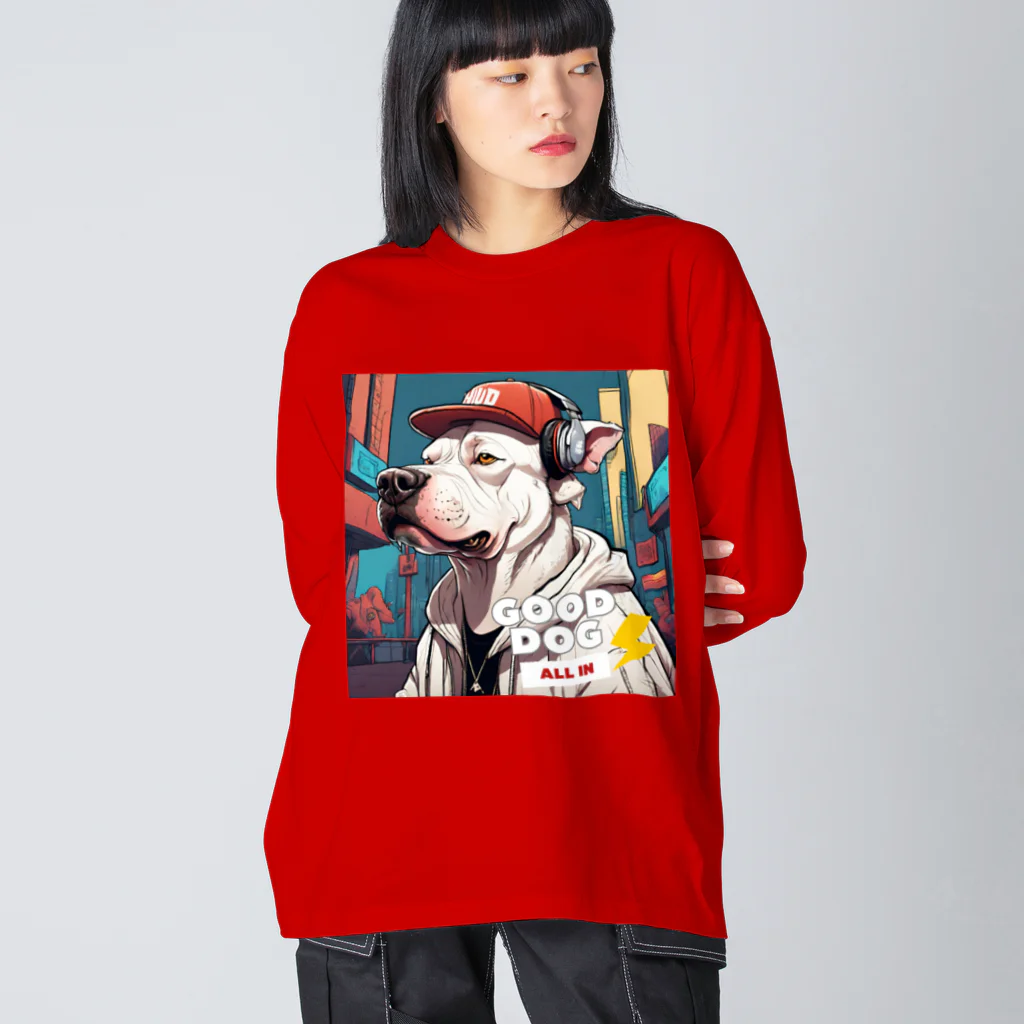 reon-5のストリート風の雰囲気が漂う犬のデザインです。 Big Long Sleeve T-Shirt