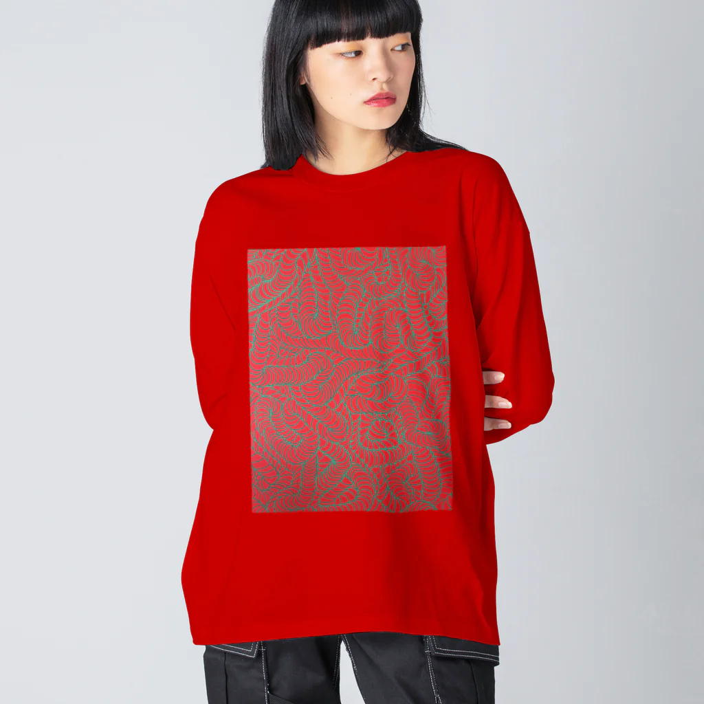 子供画伯知郷(Chiii)goods shopの草地デザイン Big Long Sleeve T-Shirt