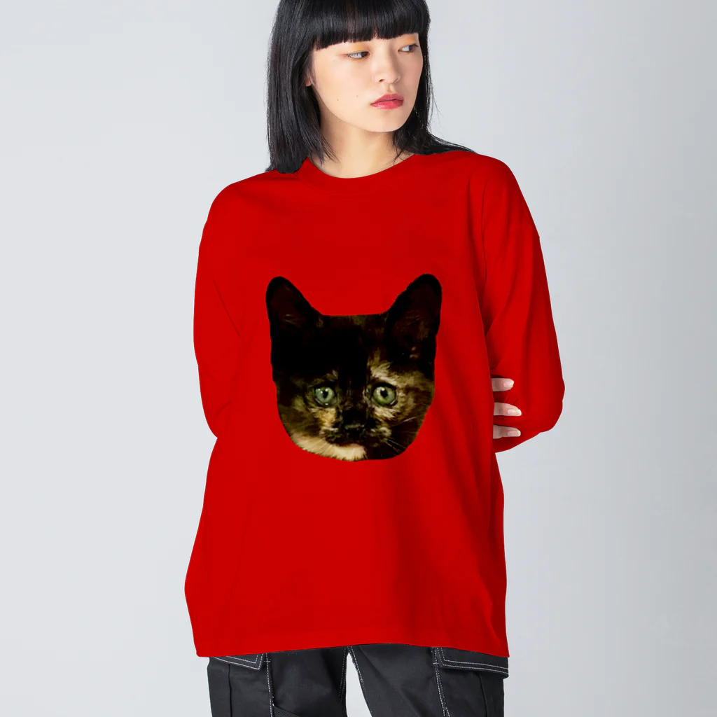 さび猫　サビニャックのお店のさび猫　サビニャック　かおだけ ビッグシルエットロングスリーブTシャツ