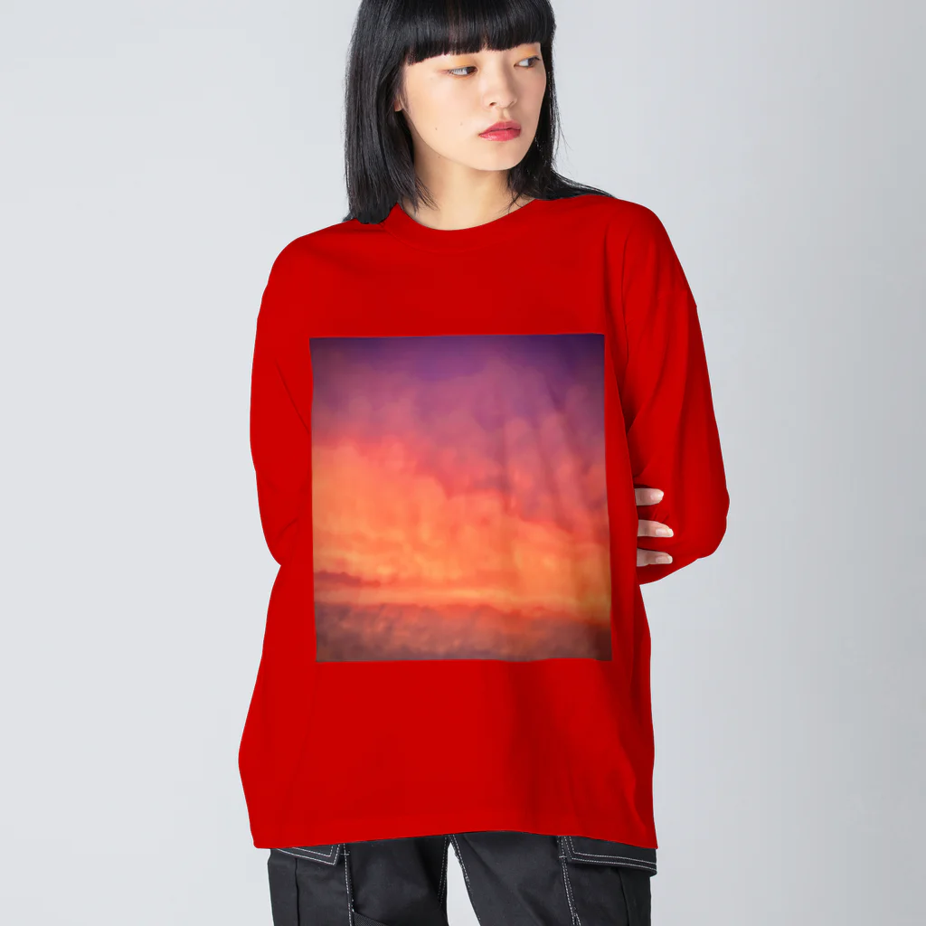 でおきしりぼ子の実験室の夕焼けすぎる雲-縦 Big Long Sleeve T-Shirt