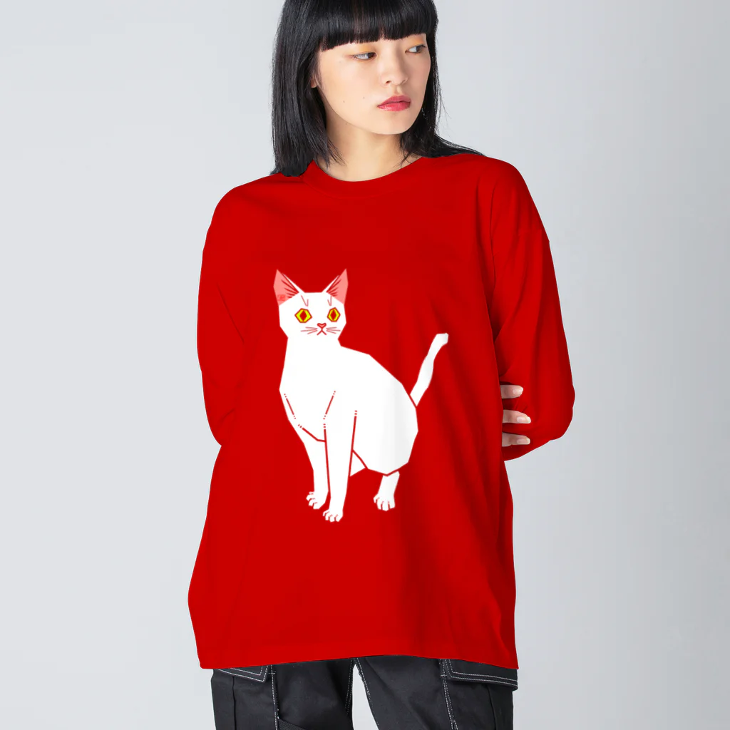 ねこの巣の白猫 ビッグシルエットロングスリーブTシャツ