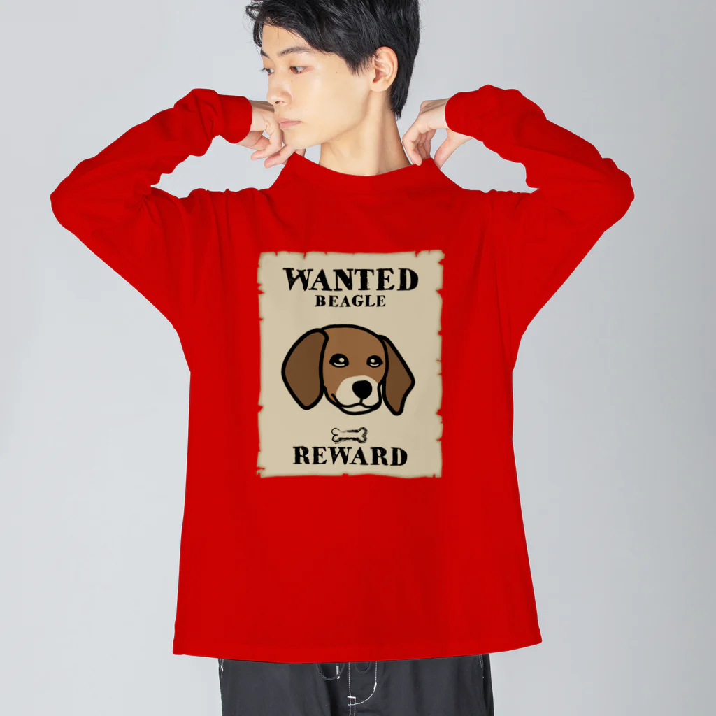 イラストカフェ（ビーグル）のWANTED BEAGLE　イラスト ビッグシルエットロングスリーブTシャツ