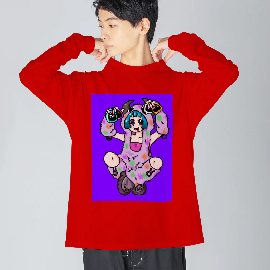 あやしいおばさん くろまめさんの○ュアアルコール（クラ○ナー）パープル Big Long Sleeve T-Shirt