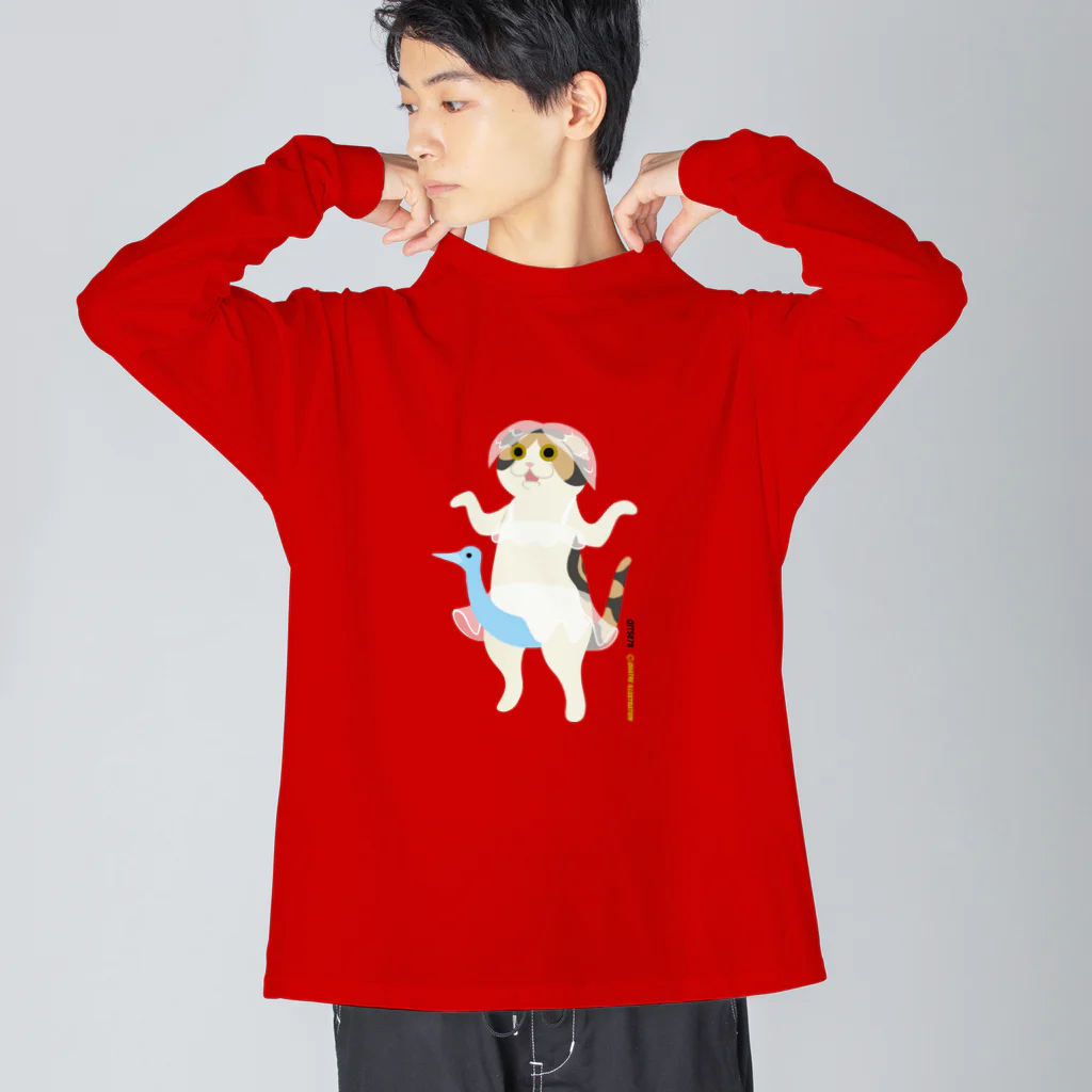 Quatre Illustrationのネコがきてみた♬ 01-S.バレリーナ Big Long Sleeve T-Shirt