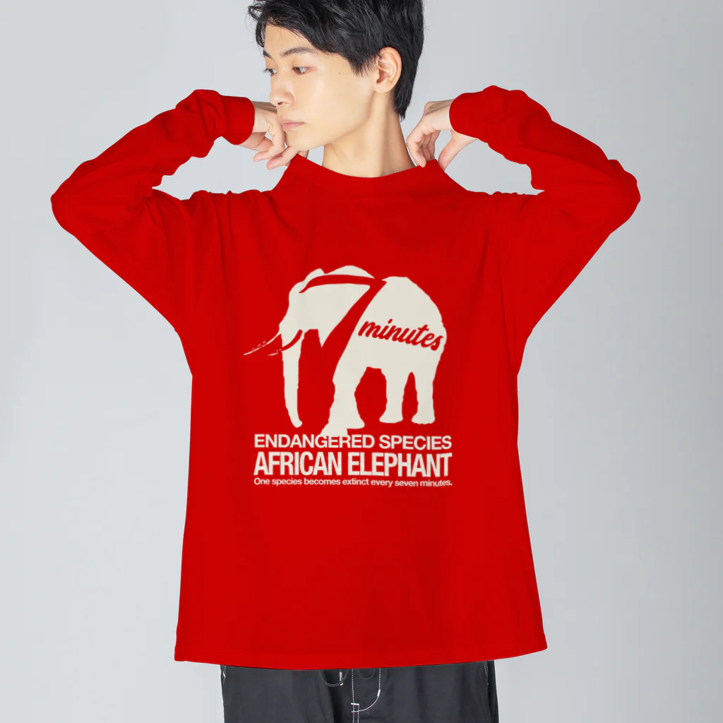 t-shirts-cafeの『アフリカゾウ』絶滅危惧種（レッドリスト） Big Long Sleeve T-Shirt