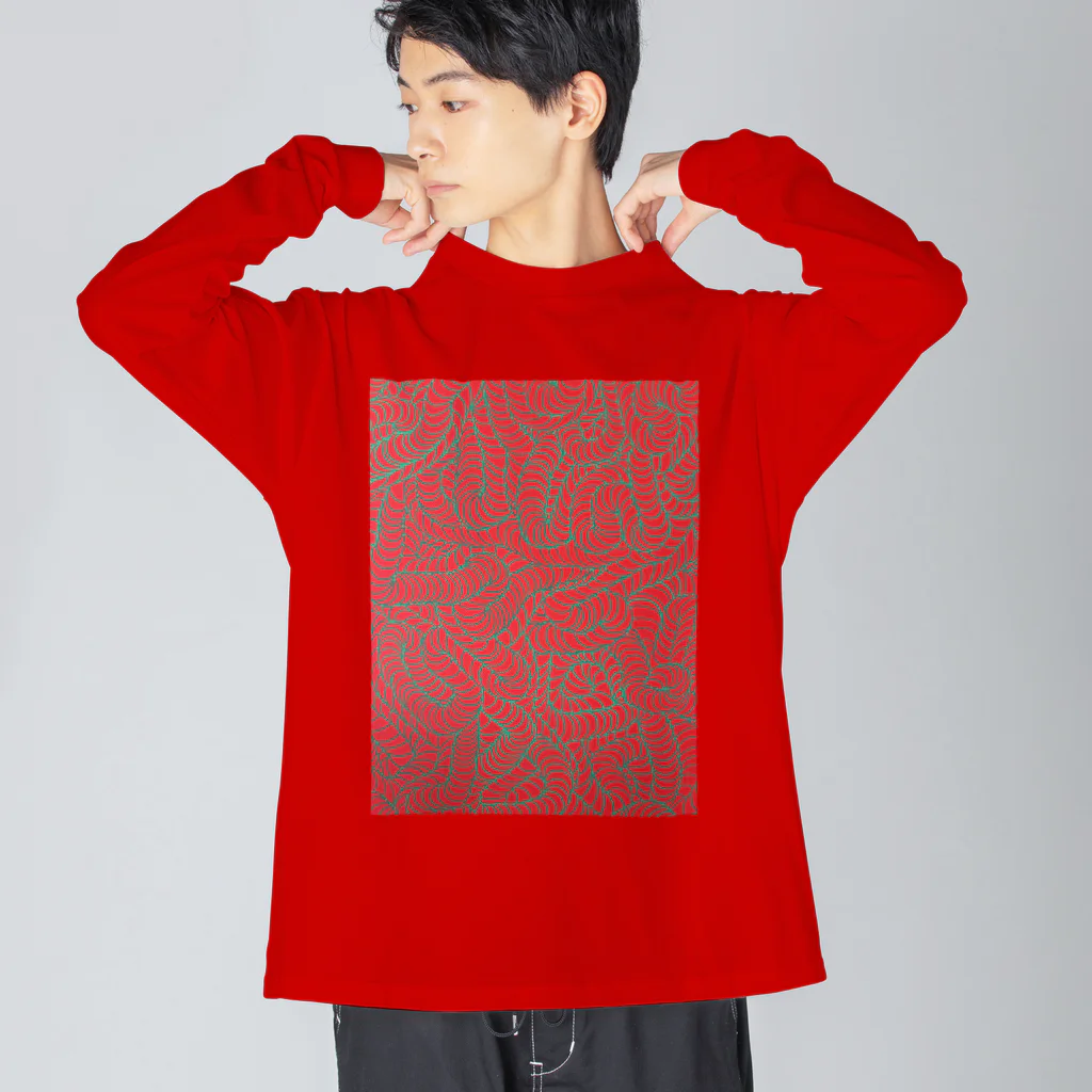 子供画伯知郷(Chiii)goods shopの草地デザイン Big Long Sleeve T-Shirt