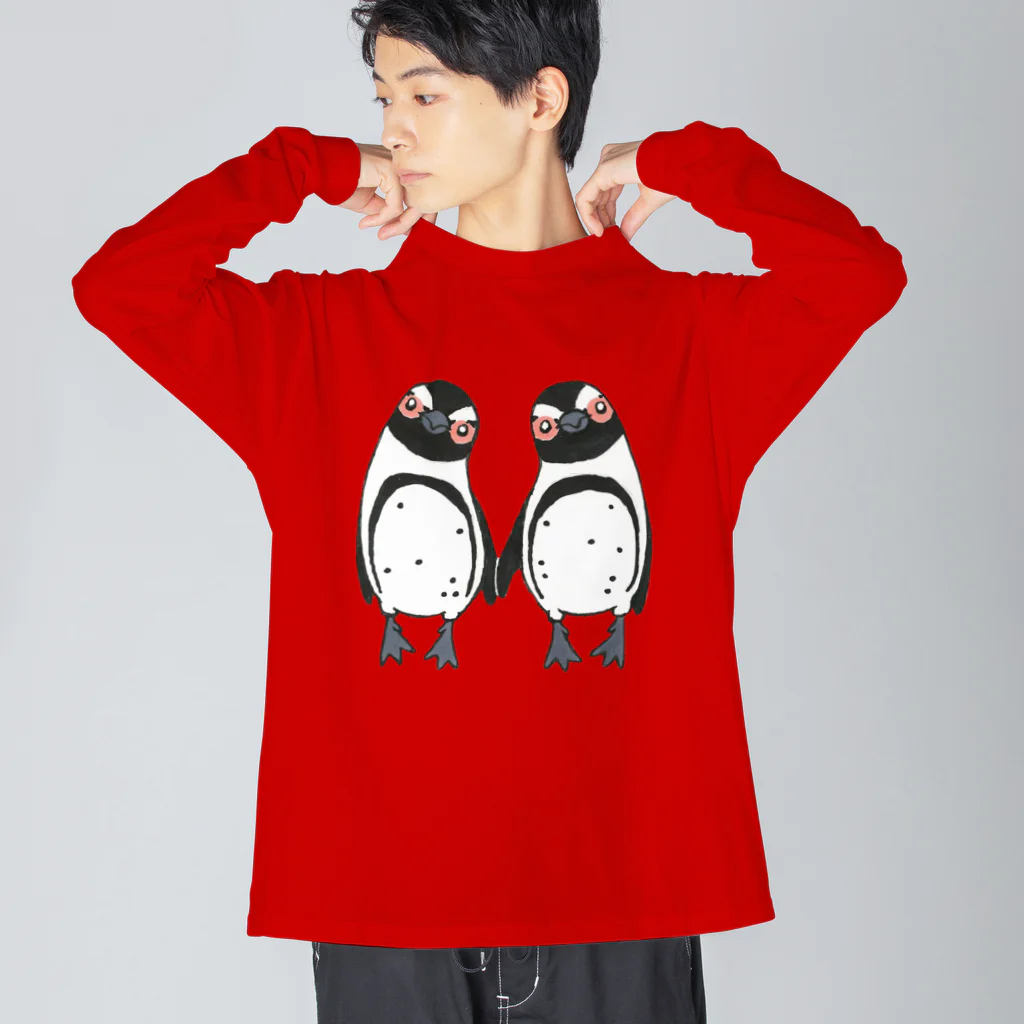 penguininkoの手繋ぎケープペンギンのカップル🐧❤️🐧 Big Long Sleeve T-Shirt