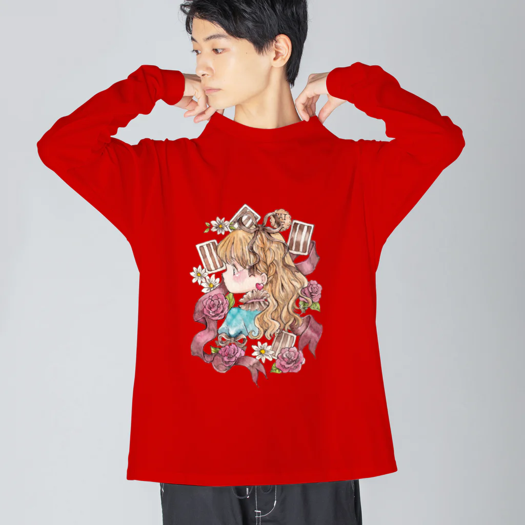 Atelier cinnamonの不思議の国のアリス×チョコレート/Atelier cinnamon Big Long Sleeve T-Shirt