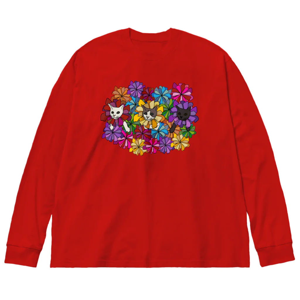 うめぼしととまととごはん。のにゃんこ花畑。 Big Long Sleeve T-Shirt