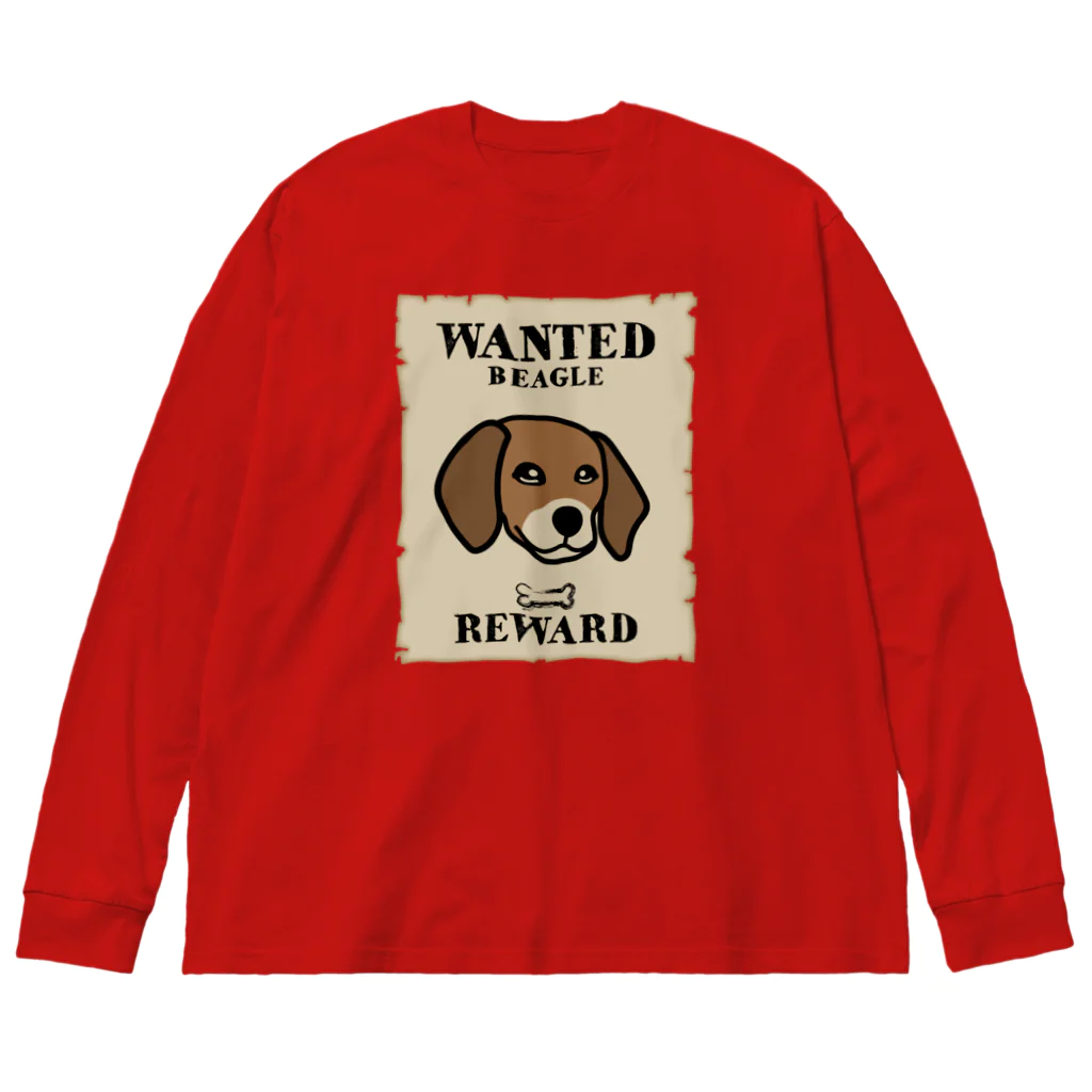 イラストカフェ（ビーグル）のWANTED BEAGLE　イラスト ビッグシルエットロングスリーブTシャツ