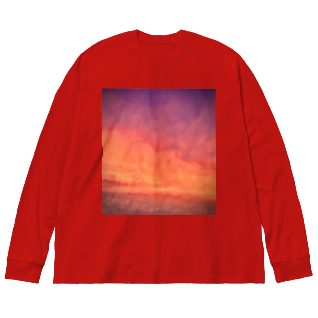 でおきしりぼ子の実験室の夕焼けすぎる雲-縦 Big Long Sleeve T-Shirt