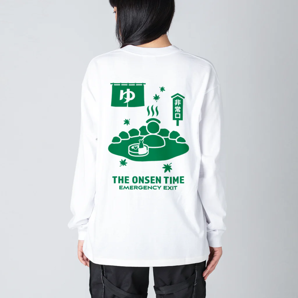 kg_shopの[★バック]THE ONSEN TIME【非常口パロディ】 ビッグシルエットロングスリーブTシャツ